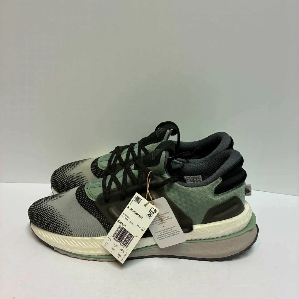 Adidas X_PLRBOOST Running Shoes Mens 12 Silver Green ID9435 Sneakers